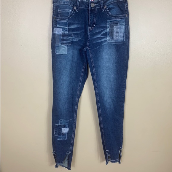 Revolt Jeans Denim - Step hem skinny high rise patchwork women’s 6-8